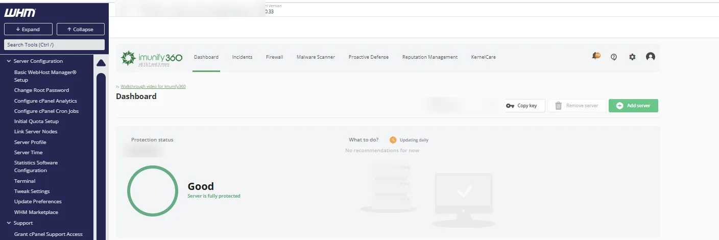 Entorno de administración WHM
